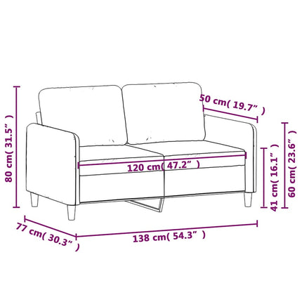 2-sitssoffa gul 120 cm sammet