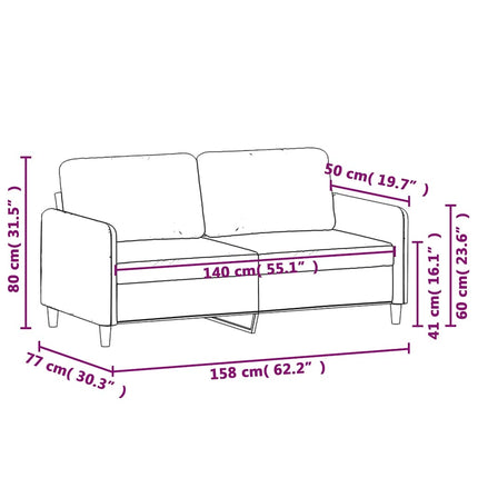 Soffa 2-sits brun 140 cm sammet