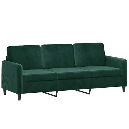 3-sitssoffa mörkgrön 180 cm sammet