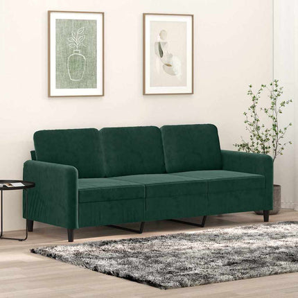 3-sitssoffa mörkgrön 180 cm sammet
