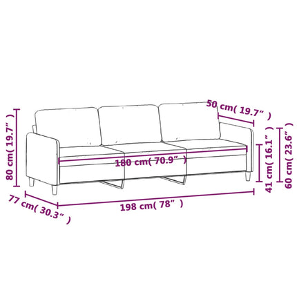 3-sitssoffa svart 180 cm sammet