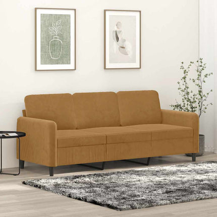3-sitssoffa brun 180 cm sammet