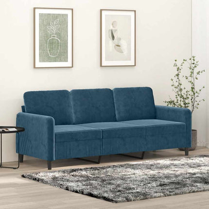 3-sitssoffa blå 180 cm sammet
