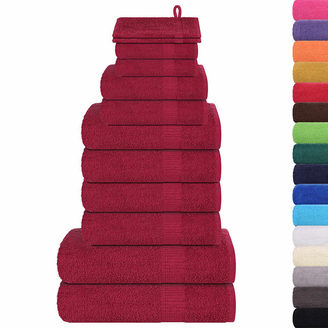 12-delat handduksset FROGN vinröd 360 gsm