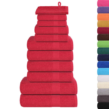12-delat handduksset FROGN röd 360 gsm