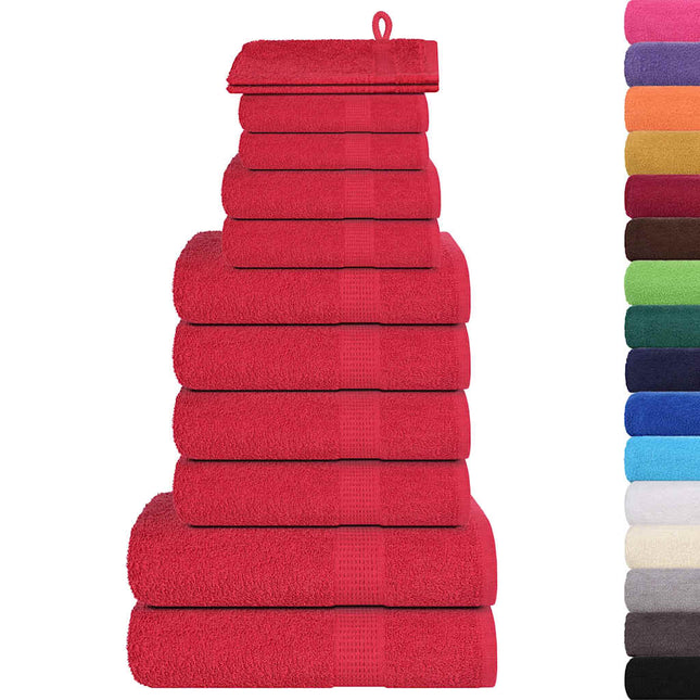 12-delat handduksset FROGN röd 360 gsm