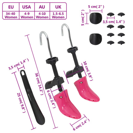 Skosträckare med skohorn rosa EU 34-40 plast
