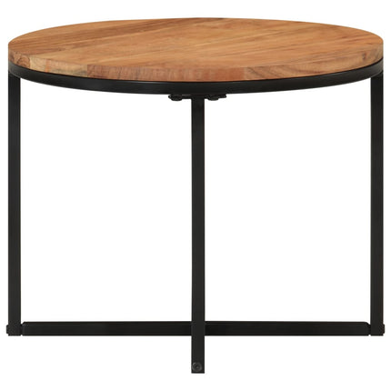 Soffbord 45x45x35 cm massivt akaciaträ och järn