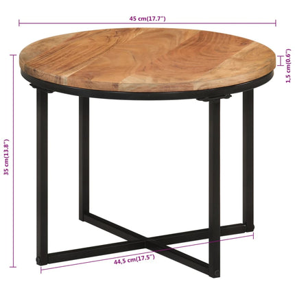 Soffbord 45x45x35 cm massivt akaciaträ och järn