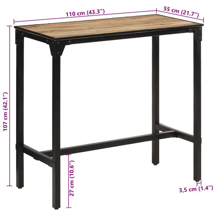 Barbord 110x55x107 cm massivt grovt mangoträ