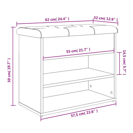 Skobänk vit 62x32x50 cm konstruerat trä