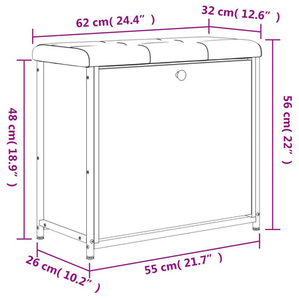 Skobänk med flip-låda rökfärgad ek 62x32x56 cm
