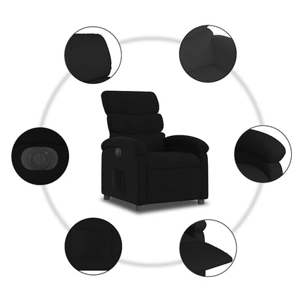 Elektrisk reclinerfåtölj svart tyg