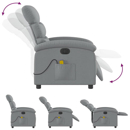 Elektrisk massagefåtölj ljusgrå tyg