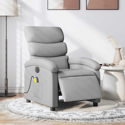 Elektrisk massagefåtölj ljusgrå tyg