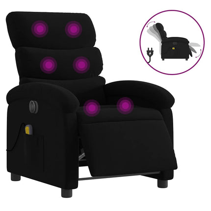 Elektrisk massagefåtölj med uppresningshjälp svart tyg