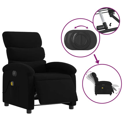 Elektrisk massagefåtölj med uppresningshjälp svart tyg