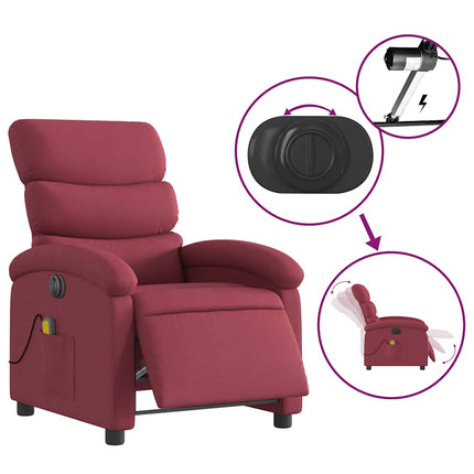 Elektrisk massagefåtölj vinröd tyg