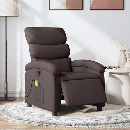 Elektrisk massagefåtölj mörkbrun tyg