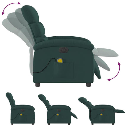 Elektrisk massagefåtölj mörkgrön tyg