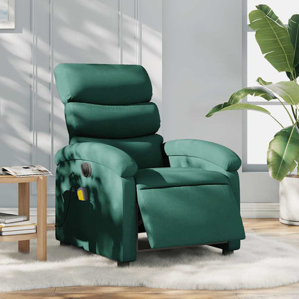 Elektrisk massagefåtölj mörkgrön tyg