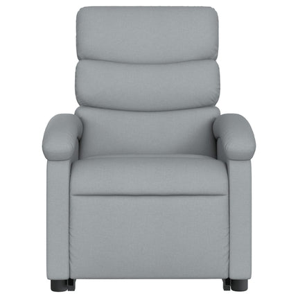 Reclinerfåtölj med uppresningshjälp ljusgrå tyg