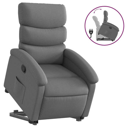 Reclinerfåtölj med uppresningshjälp mörkgrå tyg