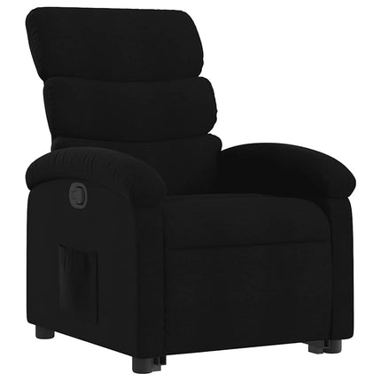 Reclinerfåtölj med uppresningshjälp svart tyg