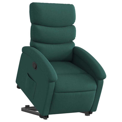 Reclinerfåtölj med uppresningshjälp mörkgrön tyg