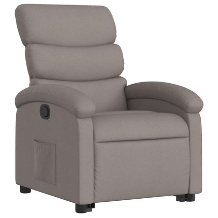 Reclinerfåtölj med uppresningshjälp taupe tyg