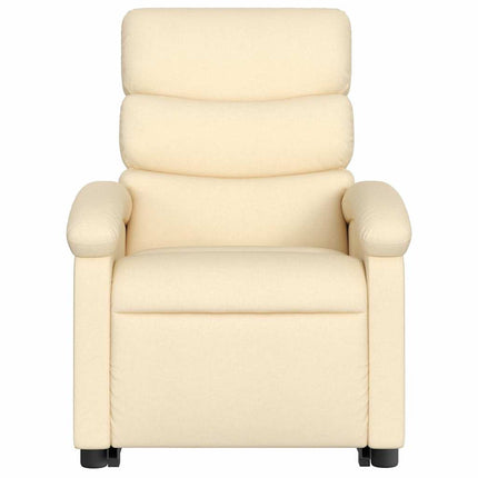 Reclinerfåtölj med uppresningshjälp gräddvit tyg