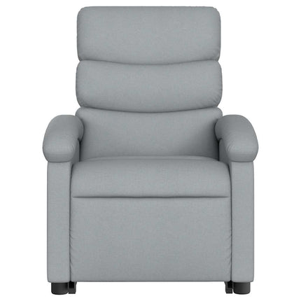 Massagefåtölj med uppresningshjälp ljusgrå tyg