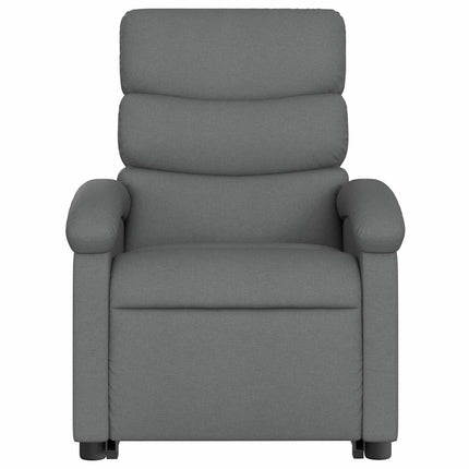 Massagefåtölj med uppresningshjälp mörkgrå tyg