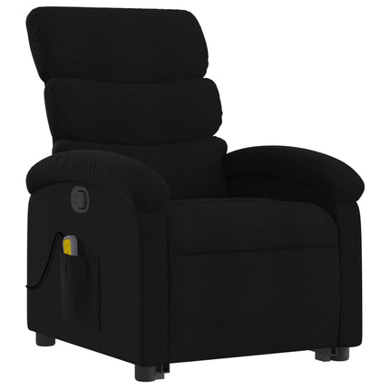 Massagefåtölj med uppresningshjälp svart tyg