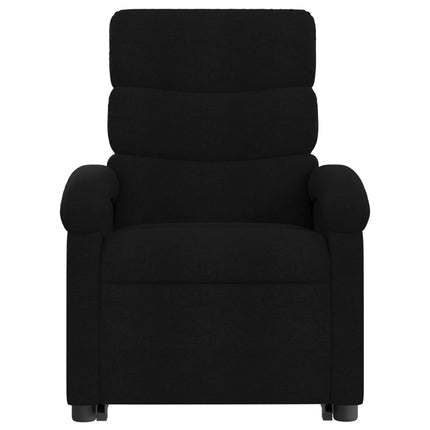 Massagefåtölj med uppresningshjälp svart tyg