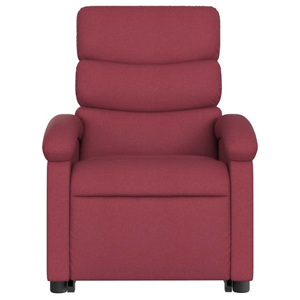 Massagefåtölj med uppresningshjälp vinröd tyg