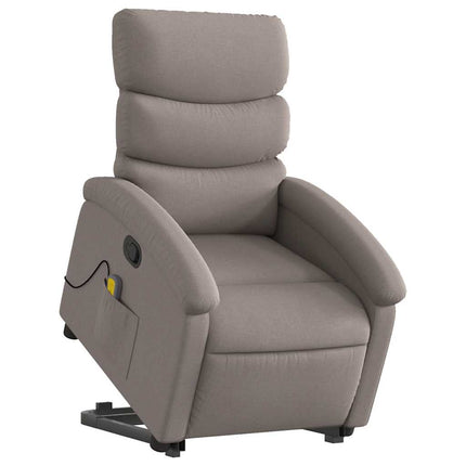 Massagefåtölj med uppresningshjälp taupe tyg