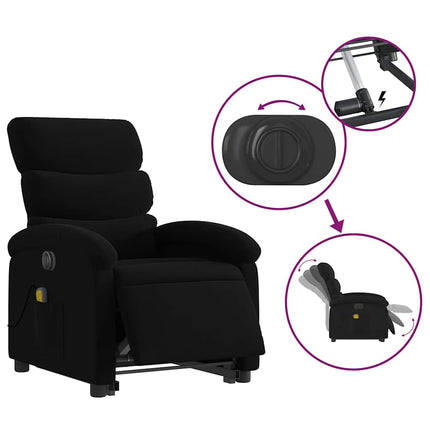 Elektrisk massagefåtölj med uppresningshjälp svart tyg