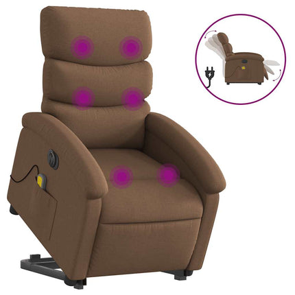 Elektrisk massagefåtölj med uppresningshjälp brun tyg