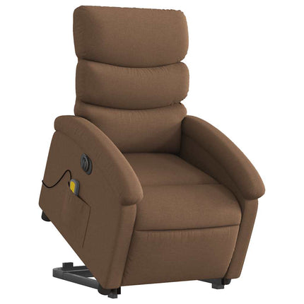 Elektrisk massagefåtölj med uppresningshjälp brun tyg