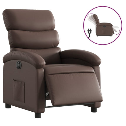Elektronisk reclinerfåtölj brun konstläder