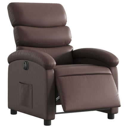 Elektronisk reclinerfåtölj brun konstläder