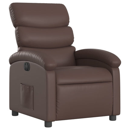 Elektronisk reclinerfåtölj brun konstläder