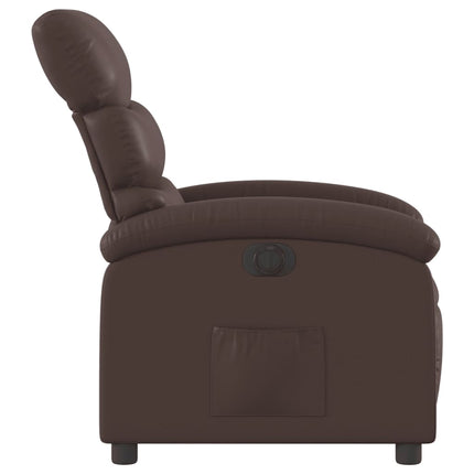 Elektronisk reclinerfåtölj brun konstläder