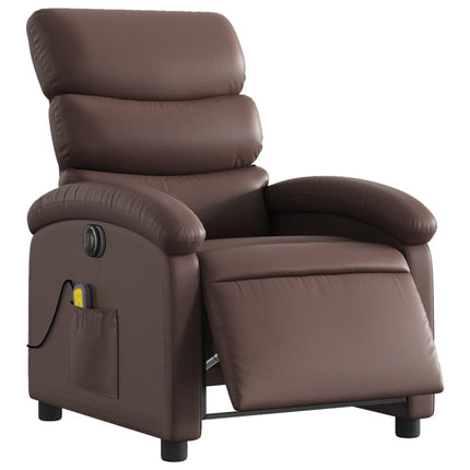 Elektrisk massagefåtölj brun konstläder