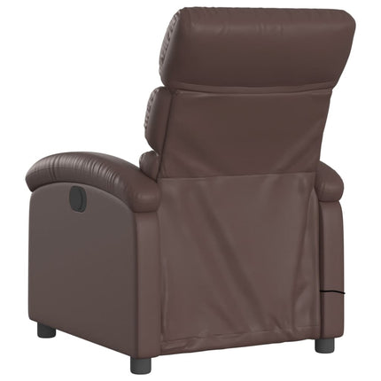 Elektrisk massagefåtölj brun konstläder