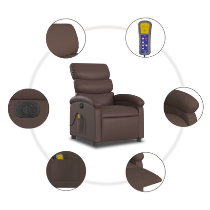Elektrisk massagefåtölj brun konstläder