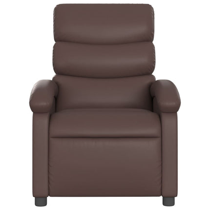 Elektrisk massagefåtölj brun konstläder