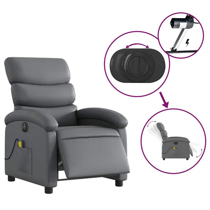 Elektrisk massagefåtölj grå konstläder