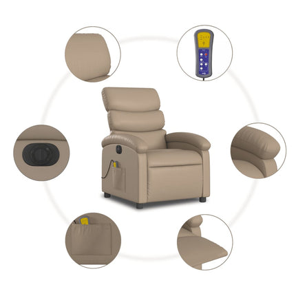 Elektrisk massagefåtölj cappuccino konstläder